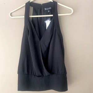 NY&CO Black Sleeveless Crisscross Blouse